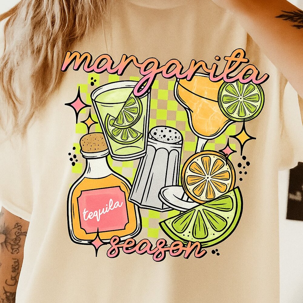 Bella + Canvas  Tee In Heather Dust Featuring Cute Margarita Season Transfer